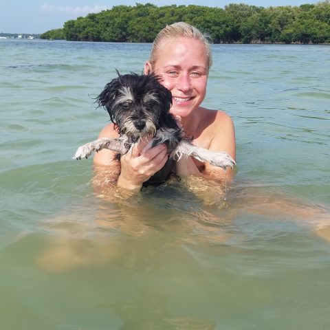 a person swimming in the water